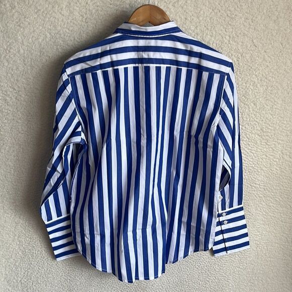 J Crew Garçon classic shirt in stripe cotton poplin Size 6 Blue White - Picture 3 of 9